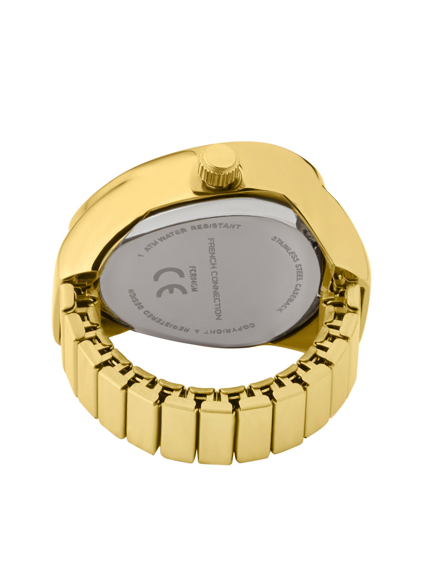 French Connection Women's Sunray Gold Dial Analog Ring Watch FCR04GM | Gold-Tone Round Case