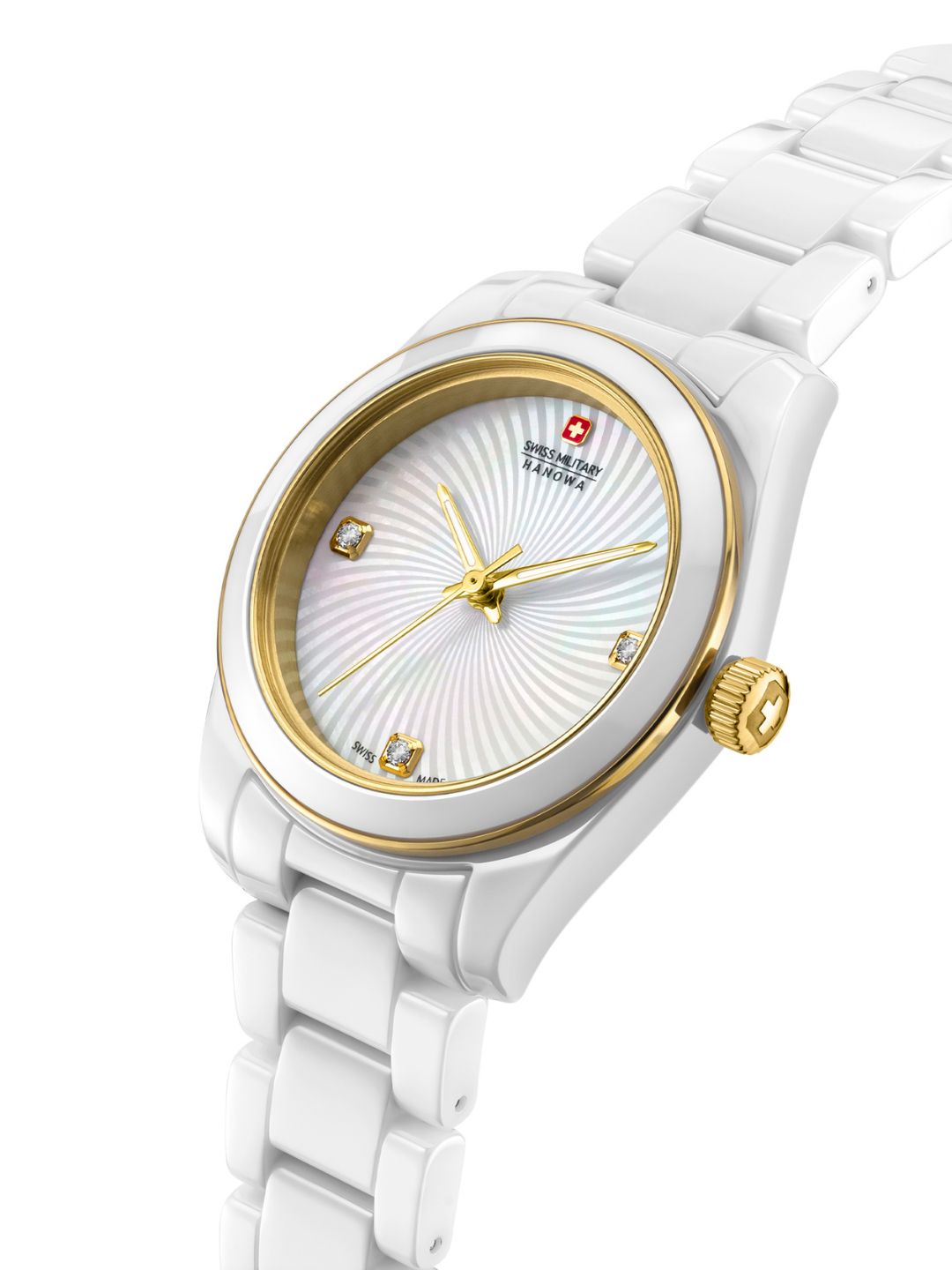 Swiss Military Hanowa SMWLG0005102 White Mother of Pearl Dial Ceramic WoMen's Watch