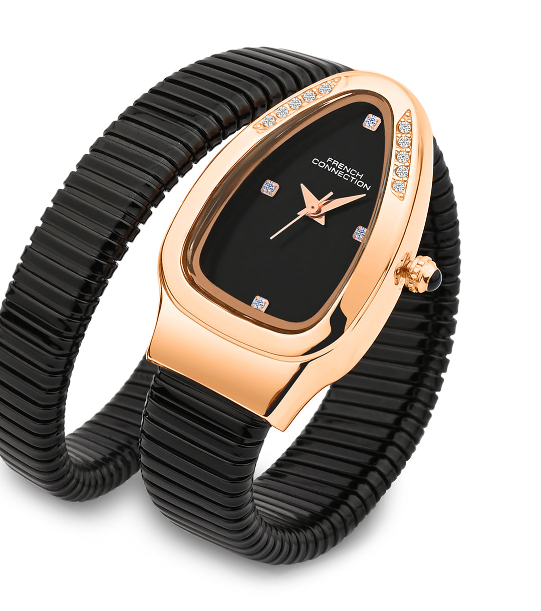 The Mystic Curve 2.0 Women’s Wrap Around Strap Analogue Watch | Black Oval Dial Trendy Watch - FCN0132BM