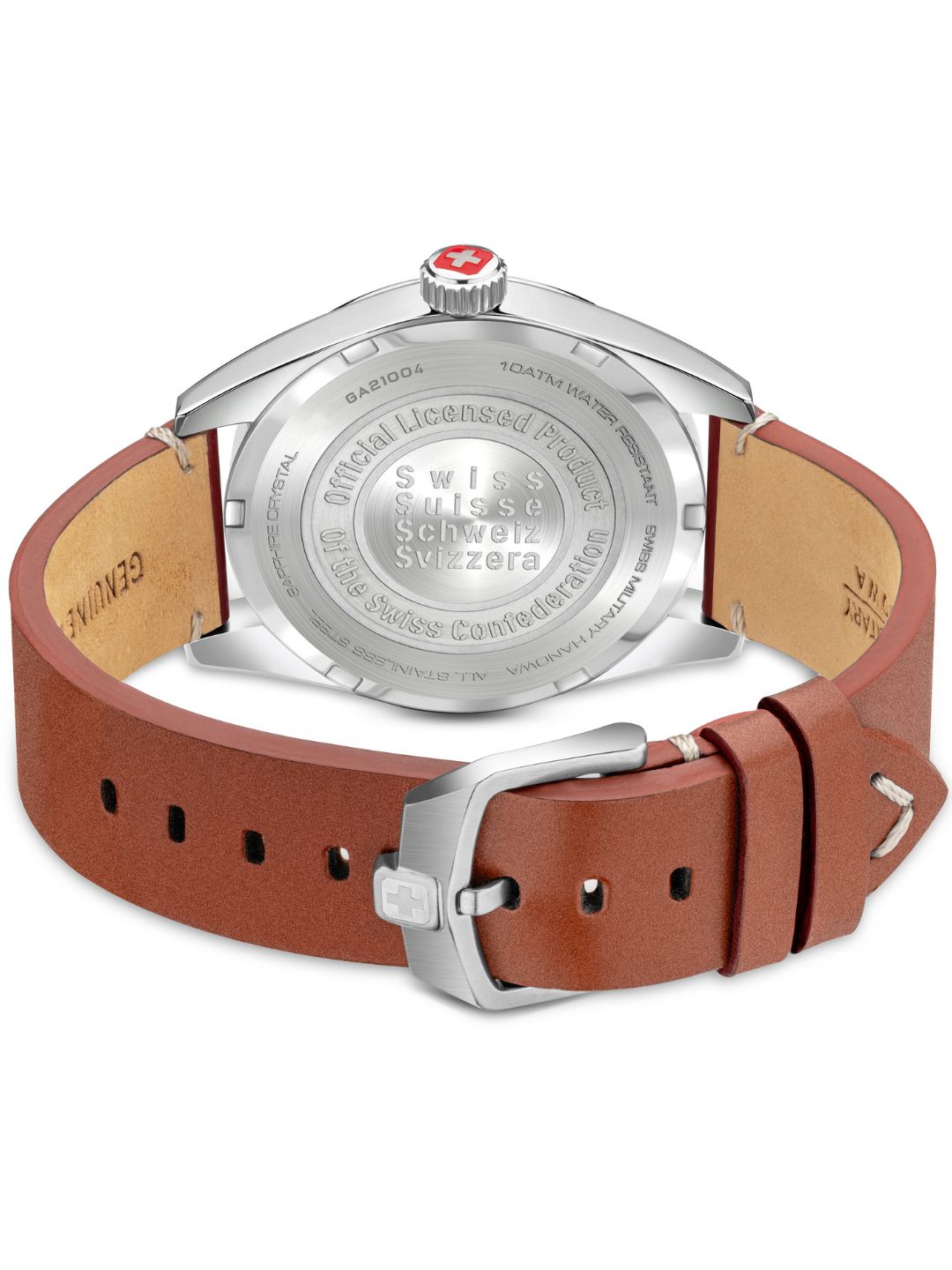 SMWGA2100402 Swiss Made Men's Watch with Blue Dial & Brown Genuine Leather Strap