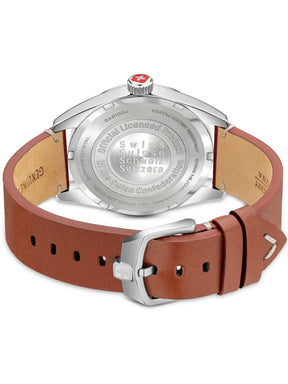 SMWGA2100402 Swiss Made Men's Watch with Blue Dial & Brown Genuine Leather Strap