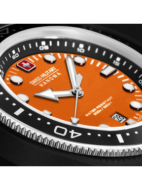 SMWGN0001187 Swiss Made Men's Watch with Orange Dial & Black Silicone Strap