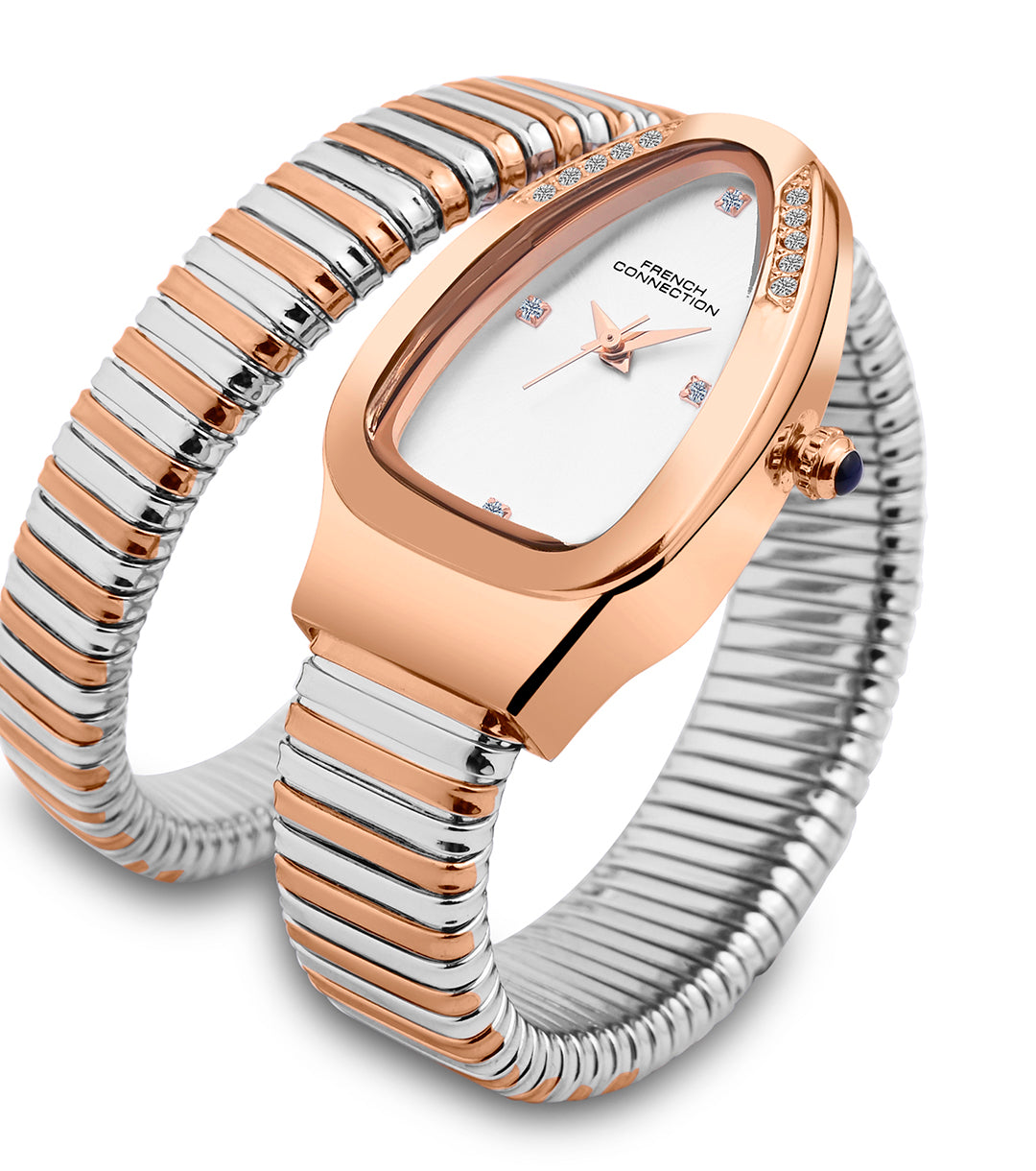 The Mystic Curve 2.0 Women’s Wrap Around Strap Analogue Watch | Silver Printed Oval Dial Trendy Watch - FCN0132SRTM