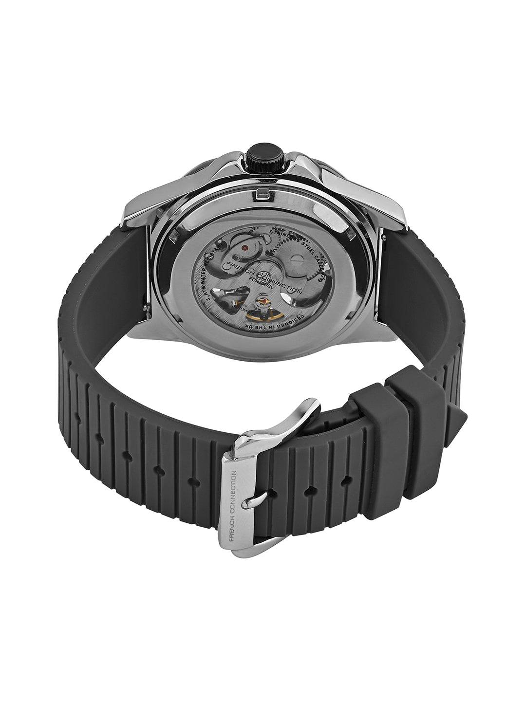French Connection See Through Grey Round Dial With Grey Silicone Strap Automatic Watch - For Mens FCA23GNL