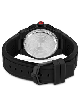 SMWGO2102030 Men's Quartz Chronograph Watch with Black Dial & Black Silicone Strap