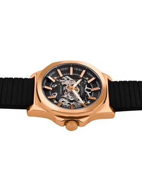 French Connection See Through Black Round Dial With Silicone Strap Automatic Watch - For Mens FCA23RBL