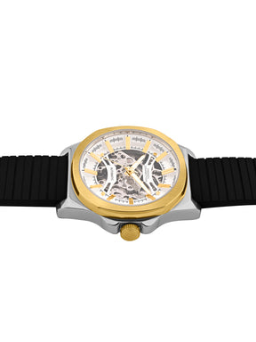 French Connection See Through Silver Round Dial With Black Silicone Strap Automatic Watch - For Mens FCA23BL