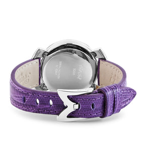 GaGà Milano White MOP Round Dial having a silver Case with a Purple Fuxia Tejus Leather Strap Watch for women - 5000MN03S0LTPR0