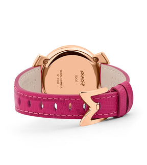 GaGà Milano White MOP Round Dial having a Shimmer Rose Gold Case with a Pink Fuxia Tejus Leather Strap Watch for women - 5001MN03RFLTFX0