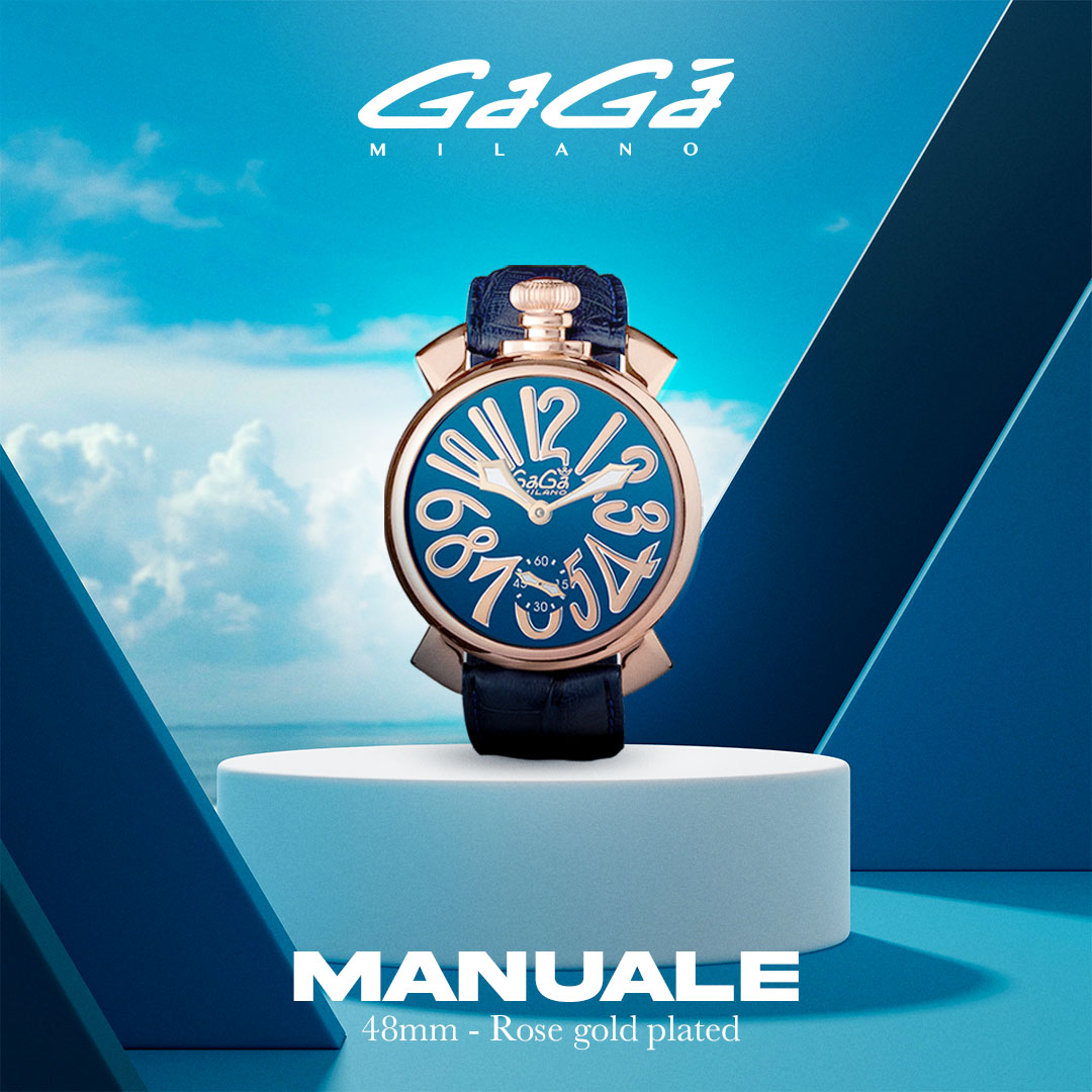 GaGa Milano ブルー 腕時計 5084 GaGà Milano Blue Round Dial Manual Winding Mechanical Classic Design S
