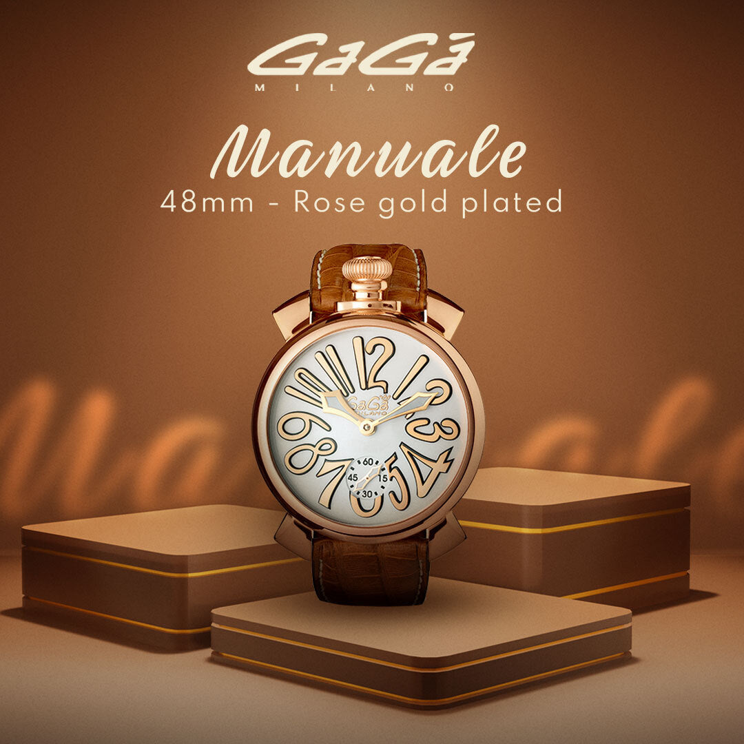 GaGà Milano White Rose Gold Dial Rose Gold Bezel Manual Winding Mechanical Classic Design Swiss Made watch for Men - 5011MN08R0LABN0