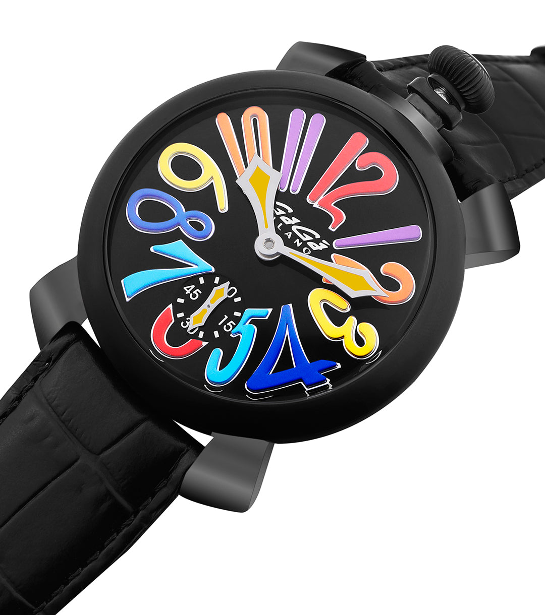 GaGà Milano Multicolor Round Black Dial Manual Winding Mechanical Classic Design Swiss Made watch for Men - 5012MN03K0LABM0