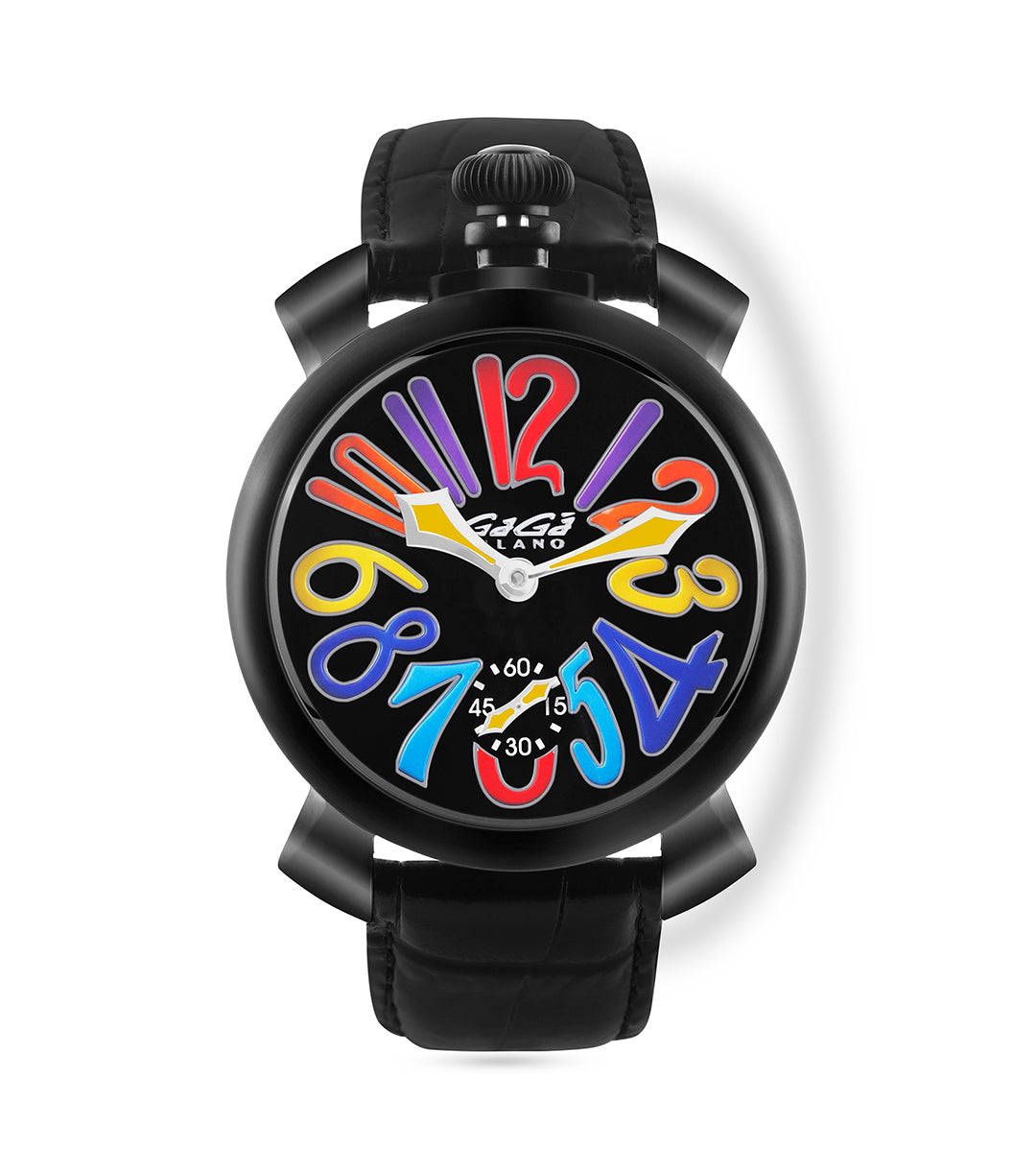 GaGà Milano Multicolor Round Black Dial Manual Winding Mechanical Classic Design Swiss Made watch for Men - 5012MN03K0LABM0