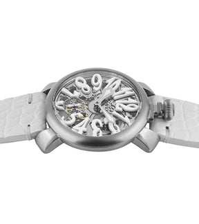 GaGà Milano White Round Skeleton Dial Manual Winding Mechanical Classic Design Swiss Made watch for Men - 5310SK01S0AVWM0