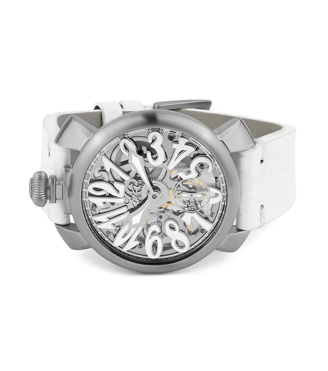 GaGà Milano White Round Skeleton Dial Manual Winding Mechanical Classic Design Swiss Made watch for Men - 5310SK01S0AVWM0