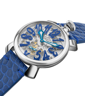 GaGà Milano Blue Round Skeleton Dial Manual Winding Mechanical Classic Design Swiss Made watch for Men - 5310SK04S0AGBL0