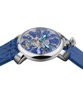GaGà Milano Blue Round Skeleton Dial Manual Winding Mechanical Classic Design Swiss Made watch for Men - 5310SK04S0AGBL0