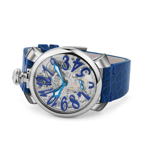GaGà Milano Blue Round Skeleton Dial Manual Winding Mechanical Classic Design Swiss Made watch for Men - 5310SK04S0AGBL0
