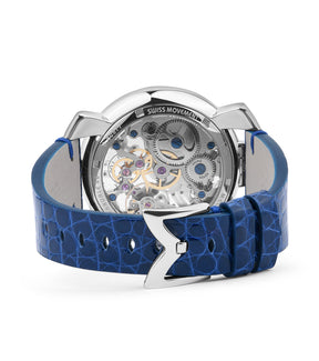 GaGà Milano Blue Round Skeleton Dial Manual Winding Mechanical Classic Design Swiss Made watch for Men - 5310SK04S0AGBL0