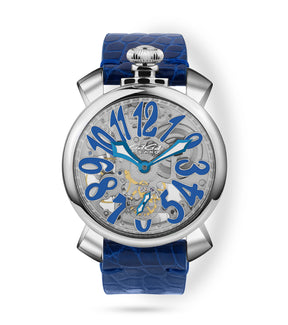 GaGà Milano Blue Round Skeleton Dial Manual Winding Mechanical Classic Design Swiss Made watch for Men - 5310SK04S0AGBL0