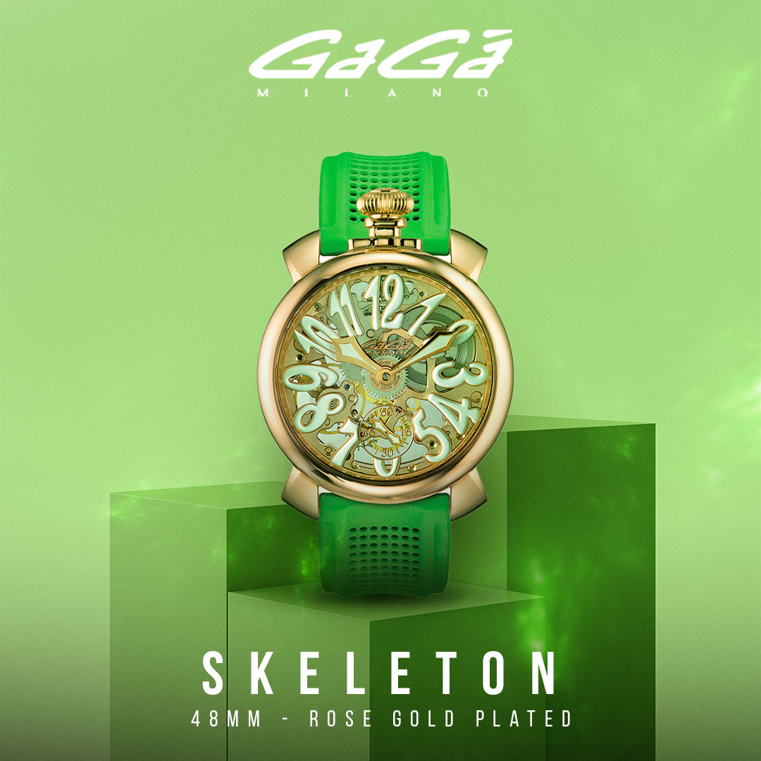 GaGà Milano Green Round Skeleton Dial Manual Winding Mechanical Classic Design Swiss Made watch for Unisex - 5311CG02R0SYGR0