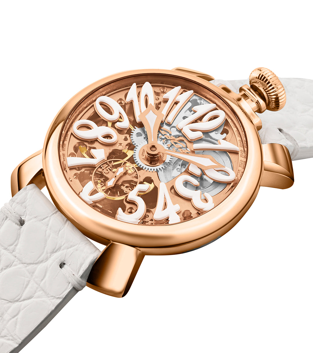 GaGà Milano 48mm Swiss Made watch White Skeleton Dial Manual Winding M