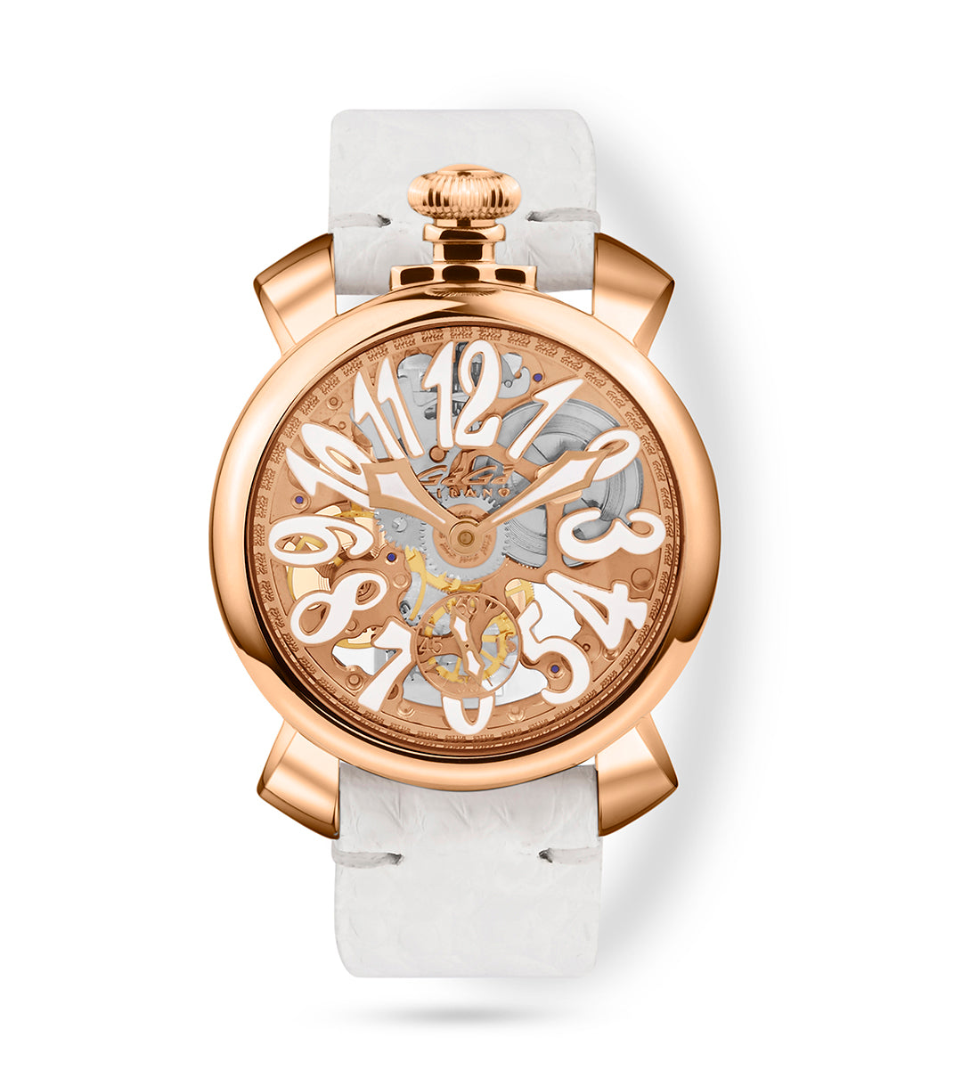 GaGà Milano 48mm Swiss Made watch White Skeleton Dial Manual Winding M