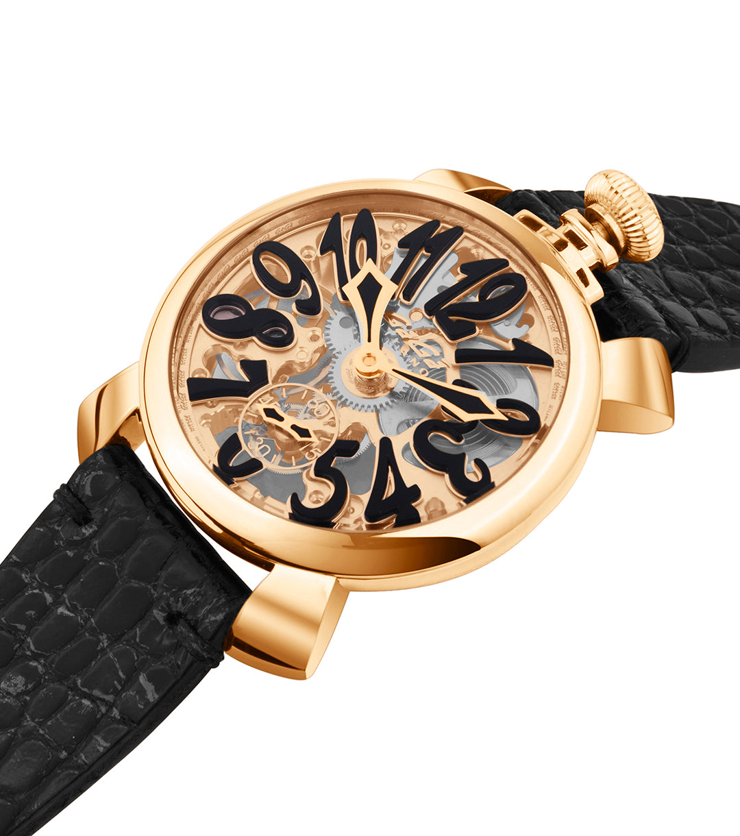 GaGà Milano 48mm Swiss Made watch Black Skeleton Dial Manual Winding Mechanical Unisex watch - 5311SK02R0AVBK0