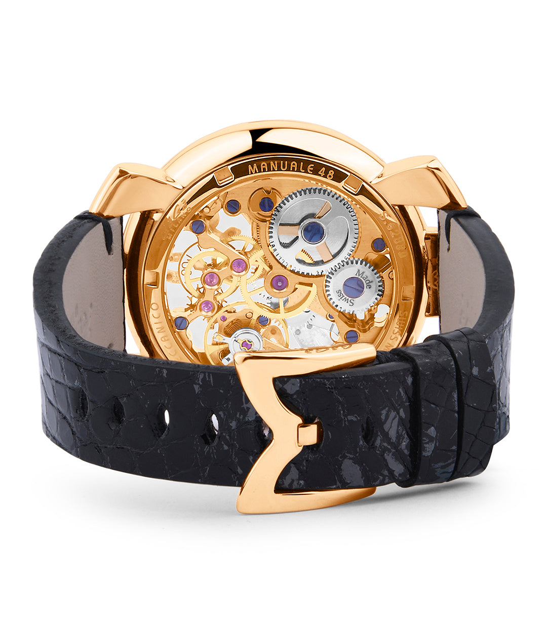 GaGà Milano 48mm Swiss Made watch Black Skeleton Dial Manual Winding Mechanical Unisex watch - 5311SK02R0AVBK0