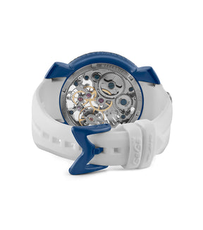 GaGà Milano Blue Round Skeleton Dial Manual Winding Mechanical Classic Design Carbon Case Swiss Made watch for Unisex - 5317CG01BCSYWH0