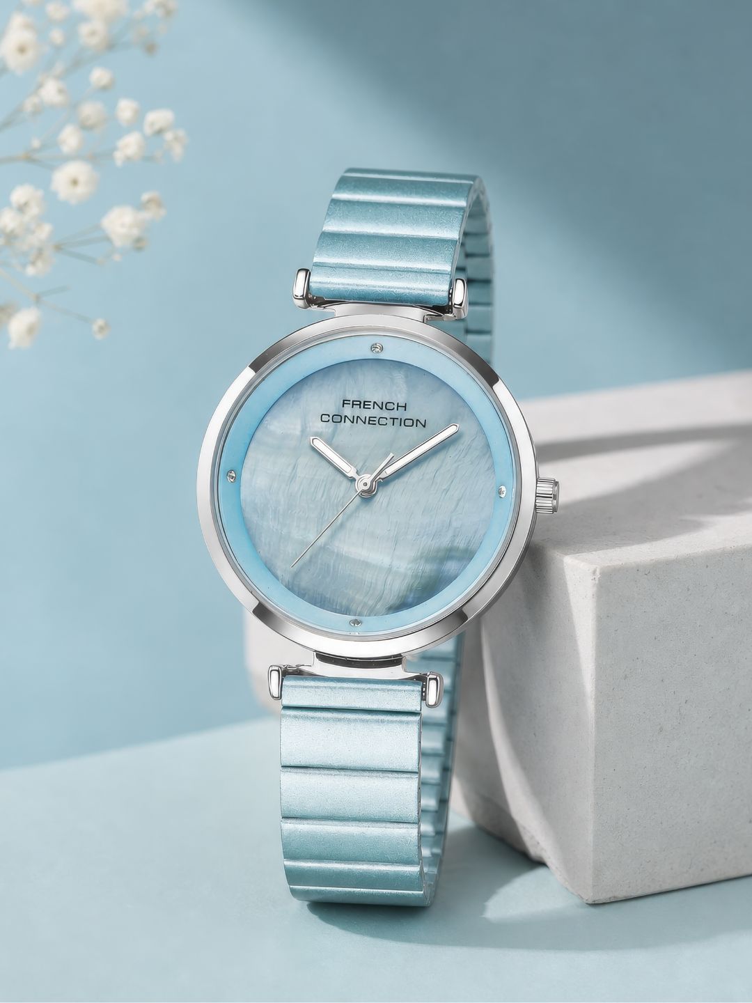 French Connection Halo Forme | Analog | Blue Dial | Stainless Steel Strap | Watch for Women - FCB24UM
