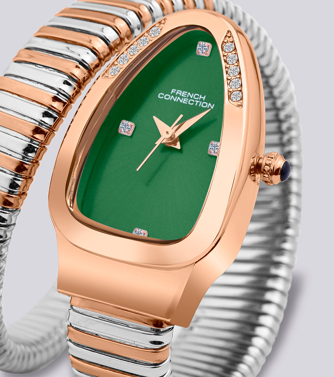 The Mystic Curve 2.0 Women’s Wrap Around Strap Analogue Watch | Green Embellished Oval Dial Trendy Watch - FCN0132NRTM