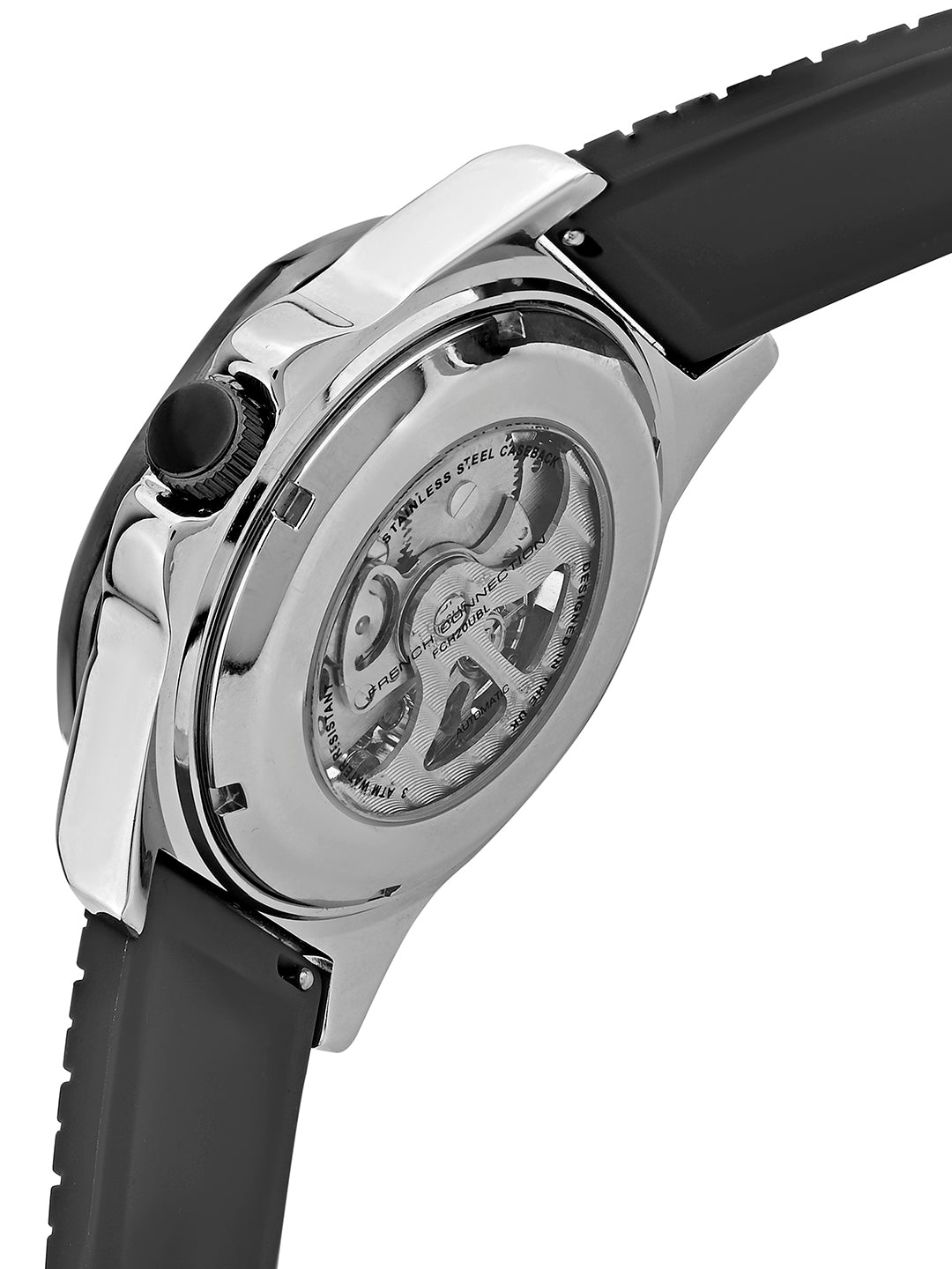 French Connection See Through Grey Round Dial With Grey Silicone Strap Automatic Watch - For Mens FCA23GNL