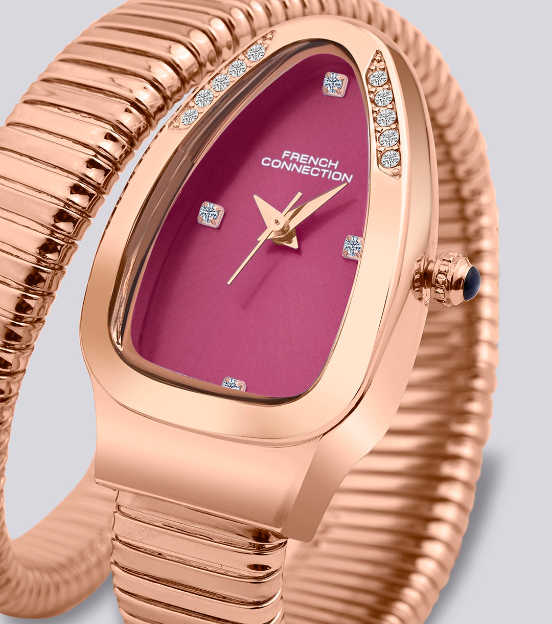The Mystic Curve 2.0 Women’s Wrap Around Strap Analogue Watch | Rose Gold Embellished Oval Dial Trendy Watch - FCN0132RGM