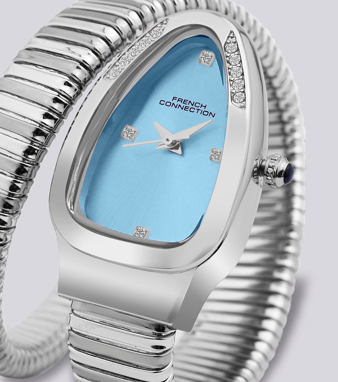 The Mystic Curve 2.0 Women’s Wrap Around Strap Analogue Watch | Sky Blue Patterned Oval Dial Trendy Watch - FCN0132SM