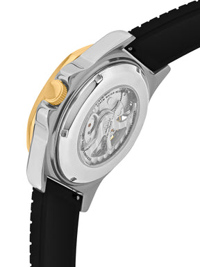 French Connection See Through Silver Round Dial With Black Silicone Strap Automatic Watch - For Mens FCA23BL