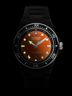 SMWGN0001187 Swiss Made Men's Watch with Orange Dial & Black Silicone Strap