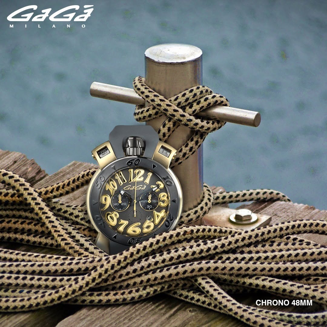 GaGà Milano Chronograph Watch Grey Dial Gold Index - 8014CR01YUSYGY0 watch for Unisex