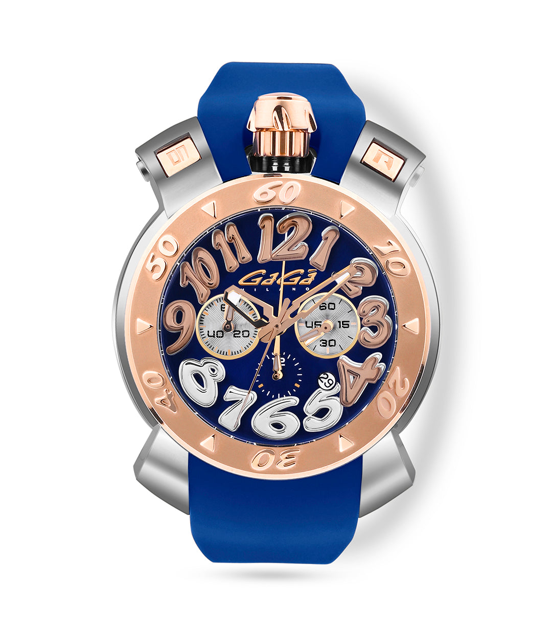 GaGà Milano Chronograph Watch White Dial Rose Gold Index - 8015CR01SRSYBL0 watch for Unisex