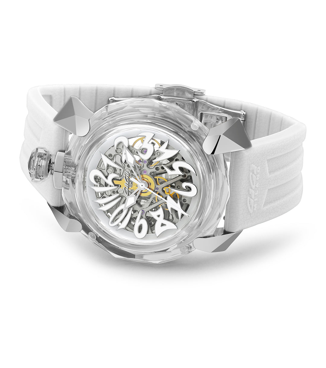 GaGà Milano Automatic Watch White Dial Crystal 46mm Skeleton watch for Unisex Analog Watch - For Men & Women 8060CY01SGSYWH0