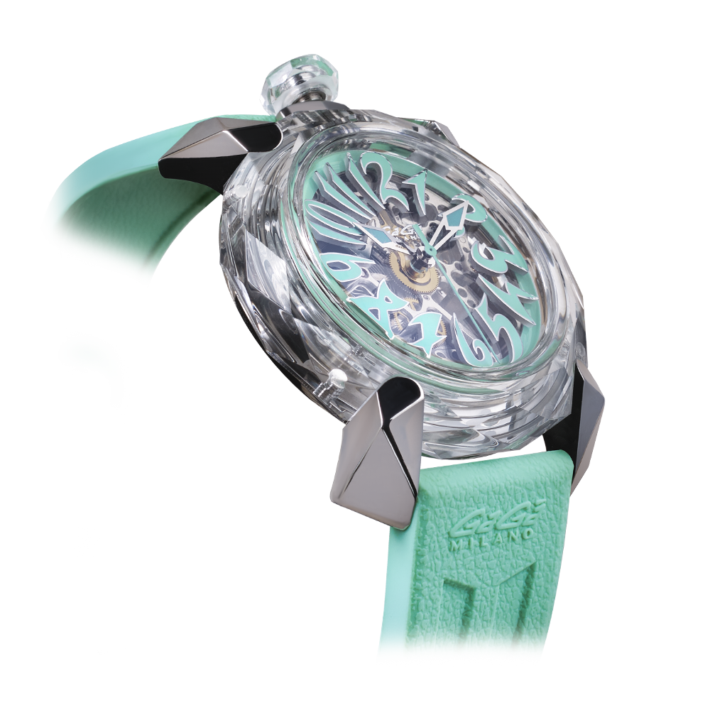 Gagà Milano Automatic Watch Tiffany Blue Dial Crystal 46mm