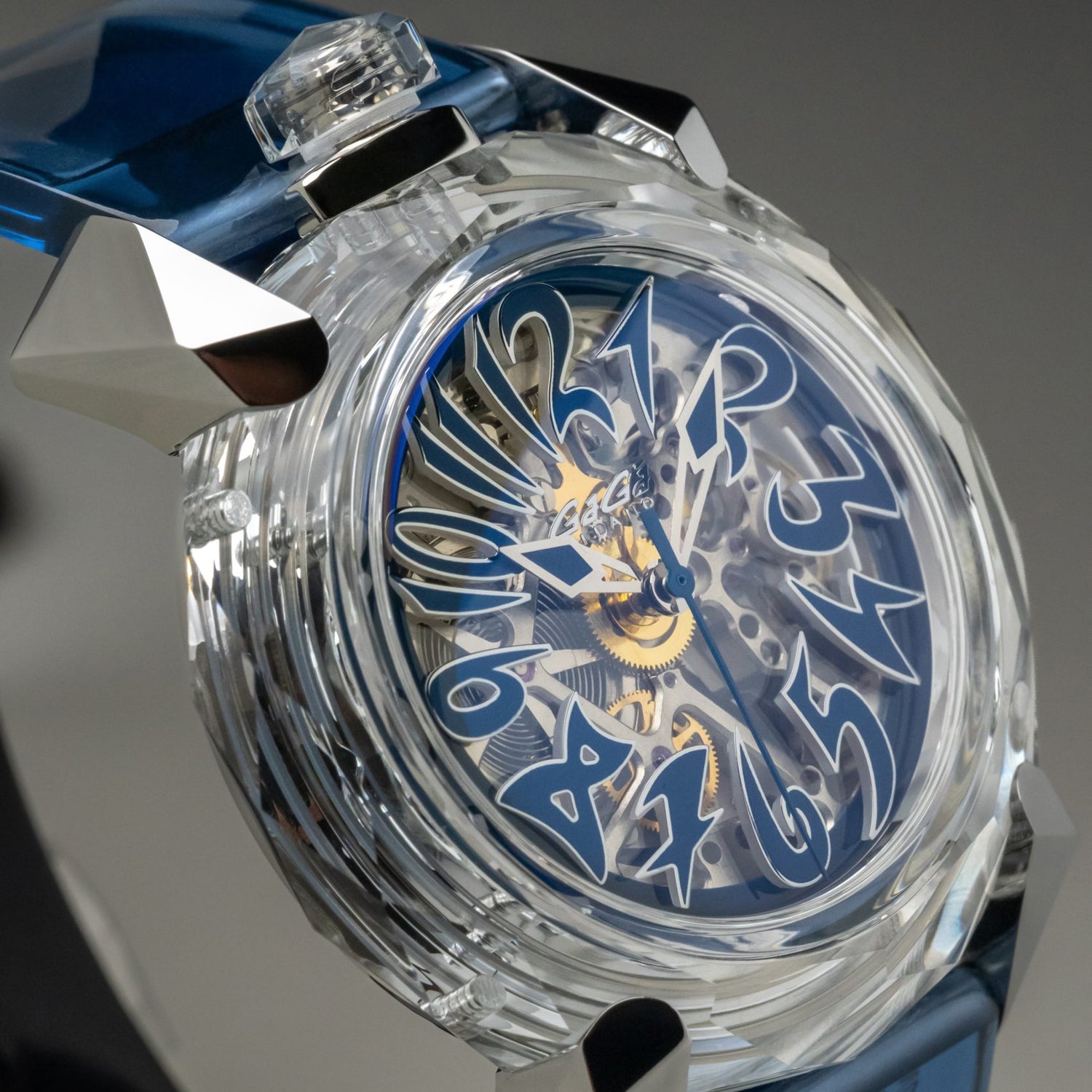 GaGà Milano Automatic Watch Blue Dial Crystal 46mm Skeleton -8060CY03SGSRBL0 watch for Unisex