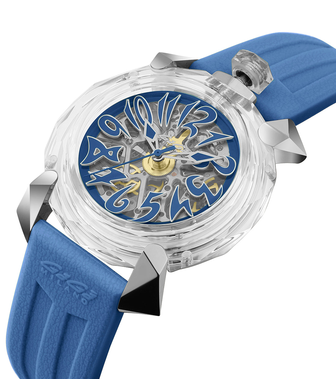 GaGà Milano Automatic Watch Blue Dial Crystal 46mm Skeleton -8060CY03SGSYBL0 watch for Unisex