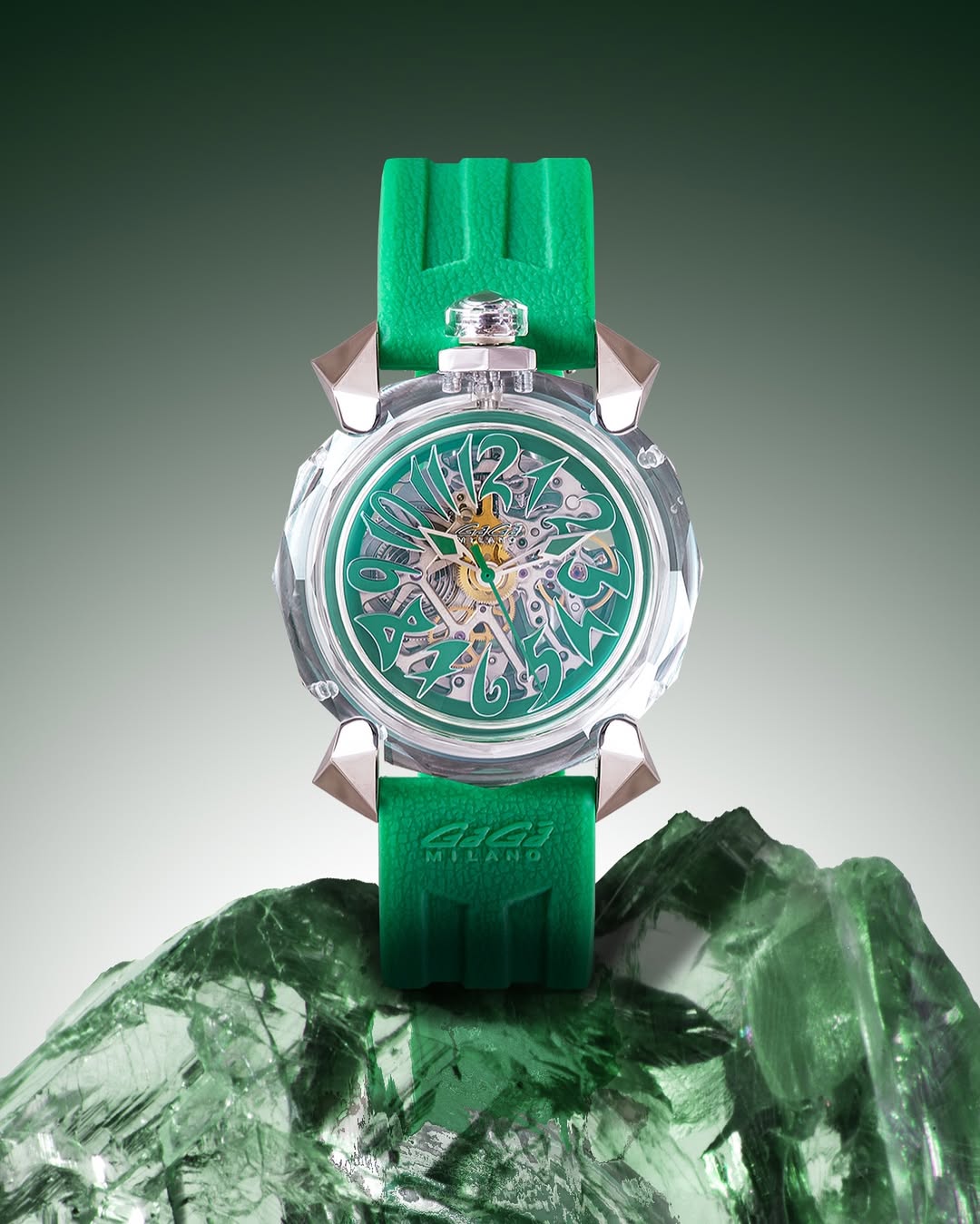 GaGà Milano Automatic Watch Green Dial Crystal 45mm Skeleton -8060CY04SGSYGR0 watch for Unisex