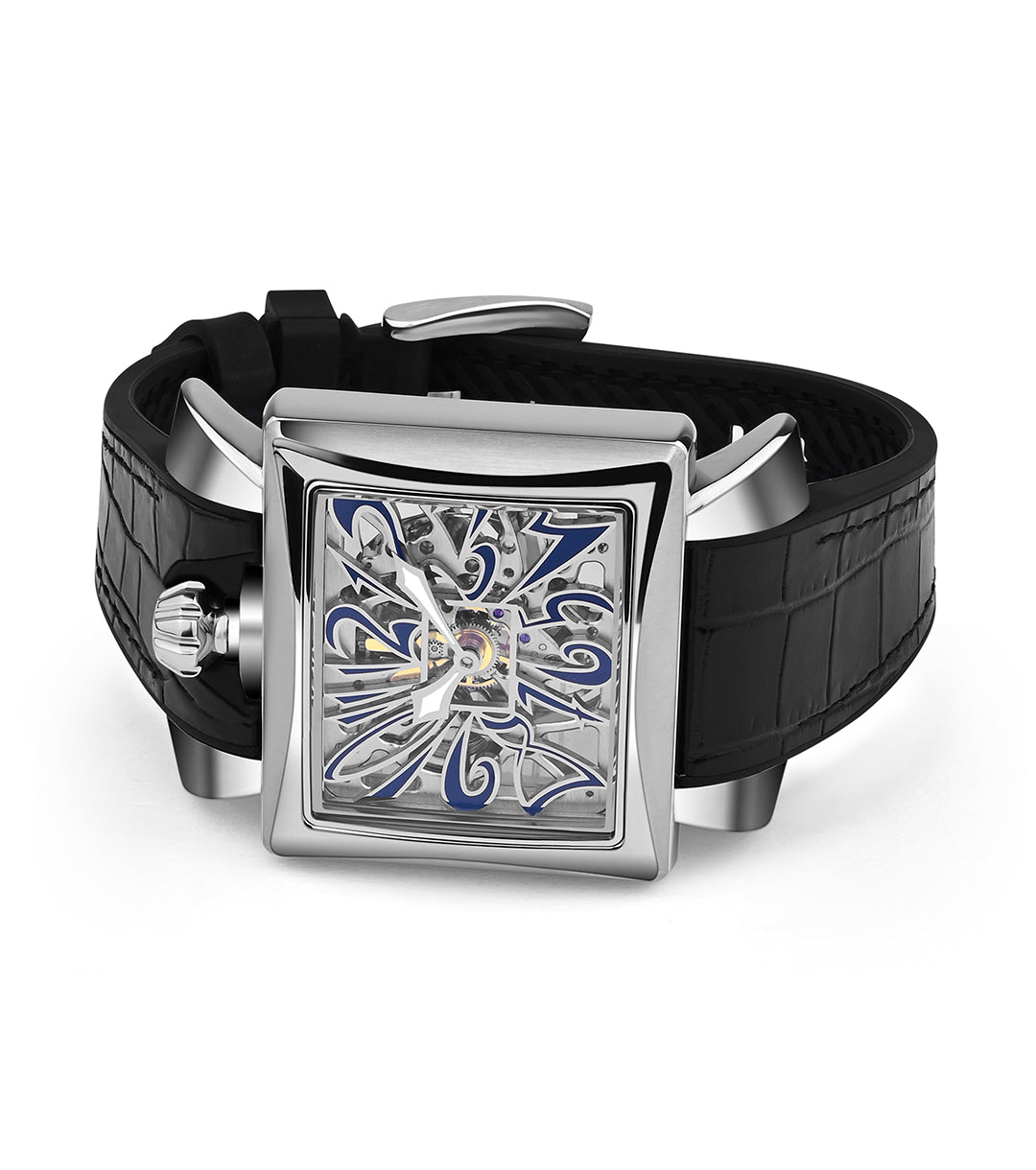 GaGà Milano 44mm Napoleone Skeleton Rectangular Dial Manual Winding Mechanical Distinctive Design watch for men - 9000NS02S0YLBK0