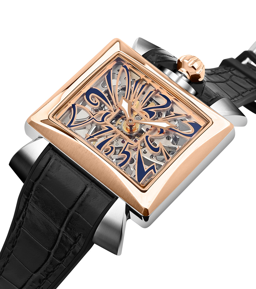 GaGà Milano Napoleone Skeleton Rectangular Dial Distinctive Design Watch for men - 9001NS01SRYLBK0