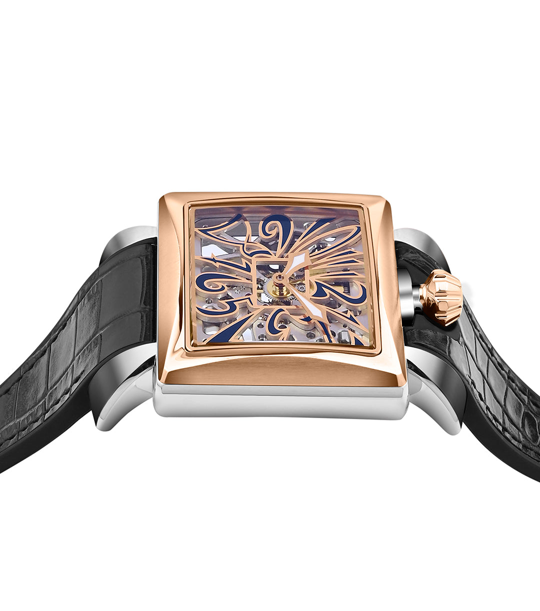 GaGà Milano Napoleone Skeleton Rectangular Dial Distinctive Design Watch for men - 9001NS01SRYLBK0
