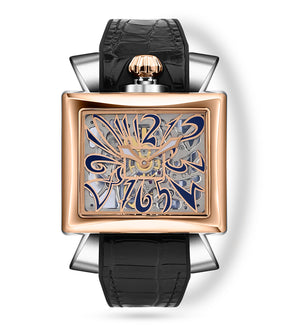 GaGà Milano Napoleone Skeleton Rectangular Dial Distinctive Design Watch for men - 9001NS01SRYLBK0