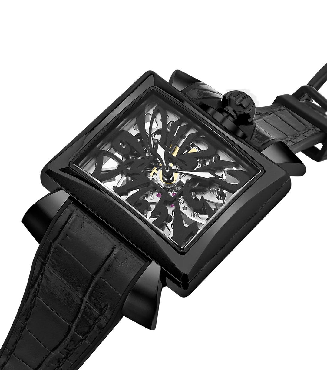 GaGà Milano Skeleton Rectangular Dial Distinctive Design Watch for men - 9002NS01K0YLBK0