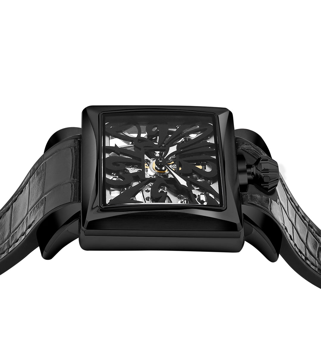 GaGà Milano Skeleton Rectangular Dial Distinctive Design Watch for men - 9002NS01K0YLBK0